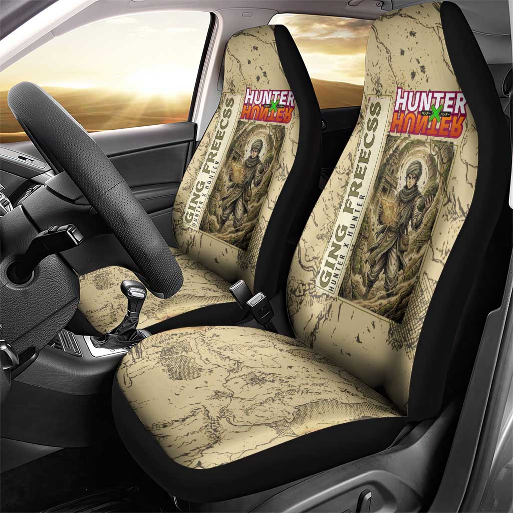 Ging Freecss Theme Desert Explorer Design Car Seat Cover with Ancient Map Background and Adventure Card Artwork - The Mazicc