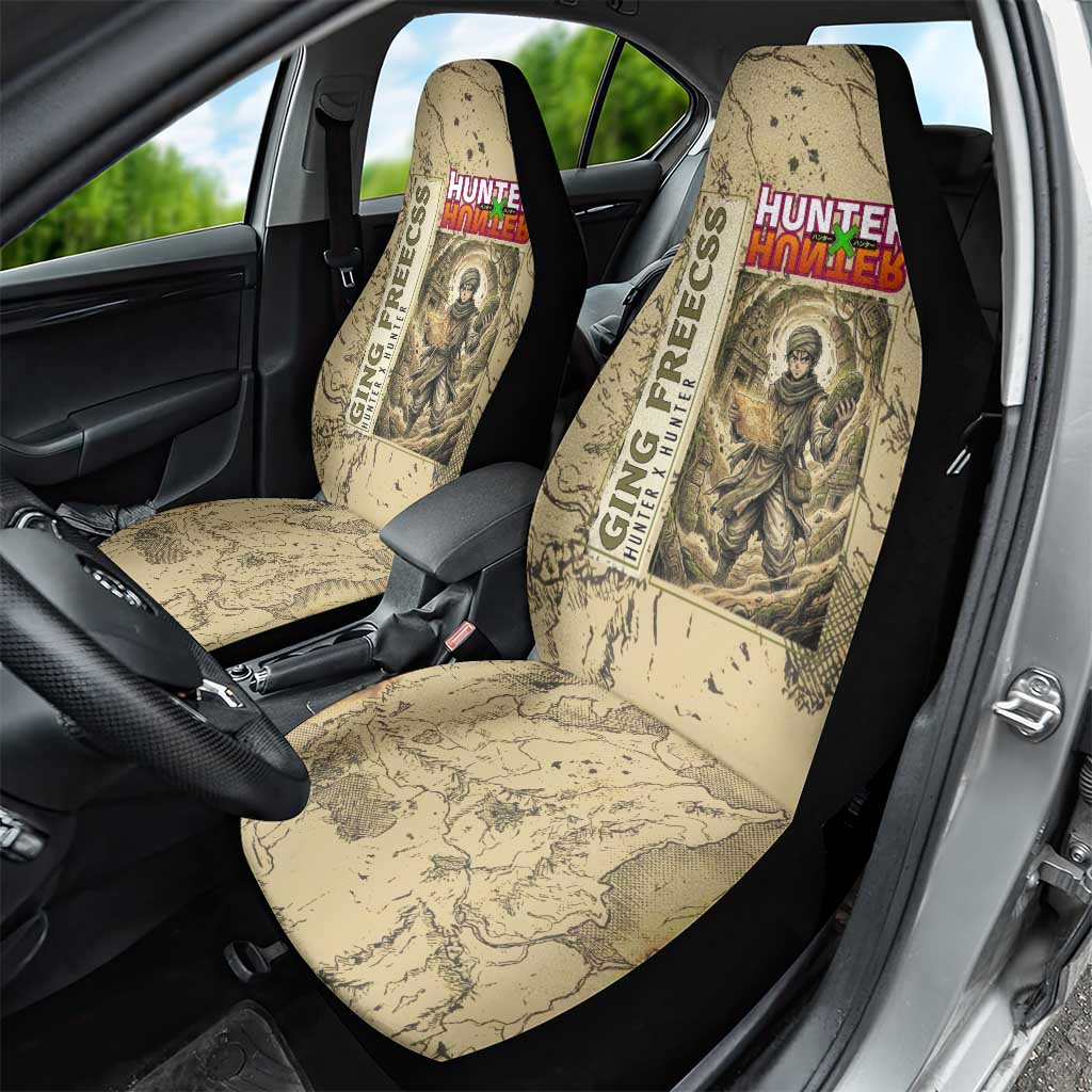 Ging Freecss Theme Desert Explorer Design Car Seat Cover with Ancient Map Background and Adventure Card Artwork - The Mazicc