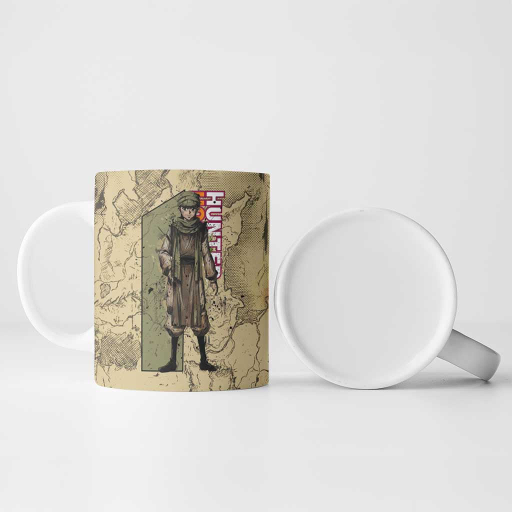 Ging Freecss Theme Desert Explorer Design Ceramic Mug with Ancient Map Background and Adventure Card Artwork - The Mazicc