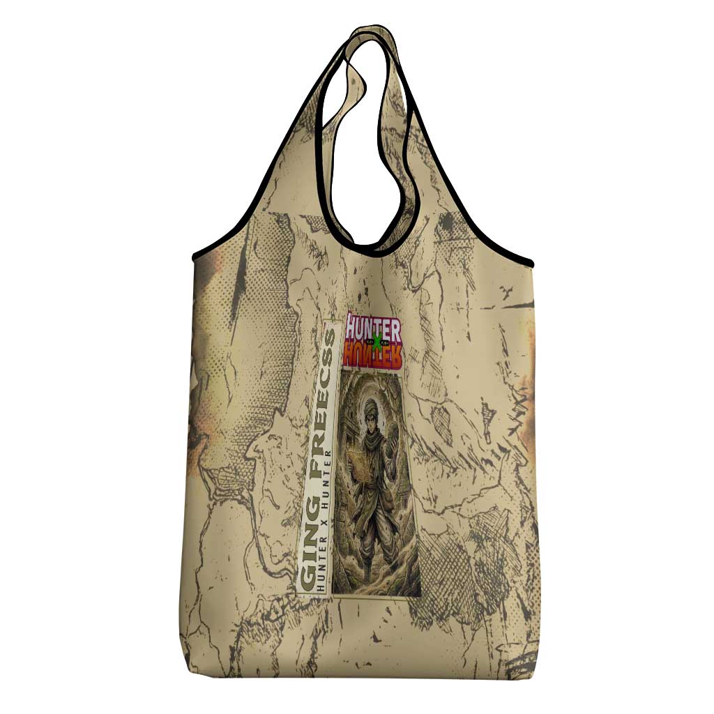 Ging Freecss Theme Desert Explorer Design Grocery Bag with Ancient Map Background and Adventure Card Artwork - The Mazicc