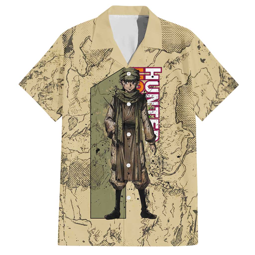 Ging Freecss Theme Desert Explorer Design Hawaiian Shirt with Ancient Map Background and Adventure Card Artwork - The Mazicc