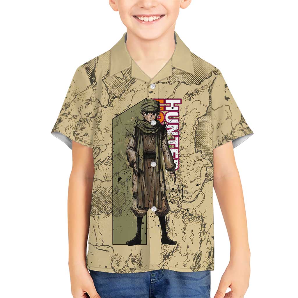 Ging Freecss Theme Desert Explorer Design Hawaiian Shirt with Ancient Map Background and Adventure Card Artwork - The Mazicc