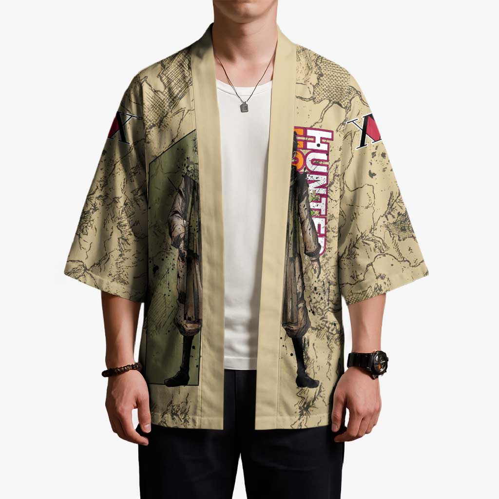 Ging Freecss Theme Desert Explorer Design Kimono with Ancient Map Background and Adventure Card Artwork - The Mazicc
