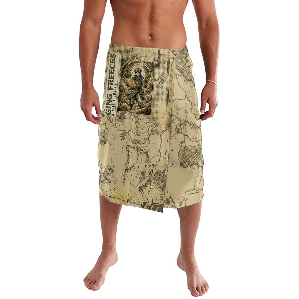 Ging Freecss Theme Desert Explorer Design Lavalava with Ancient Map Background and Adventure Card Artwork - The Mazicc