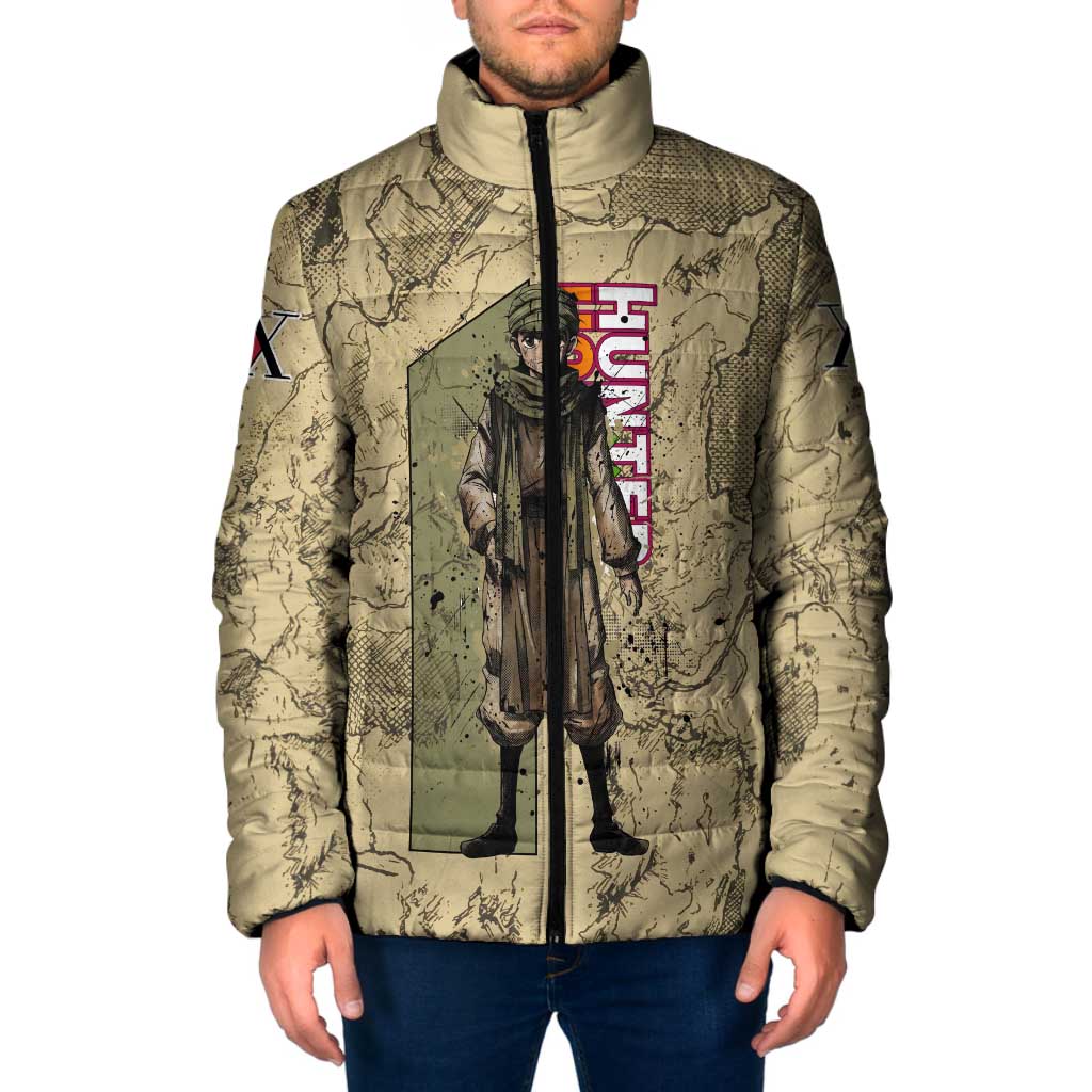 Ging Freecss Theme Desert Explorer Design Padded Jacket with Ancient Map Background and Adventure Card Artwork - The Mazicc