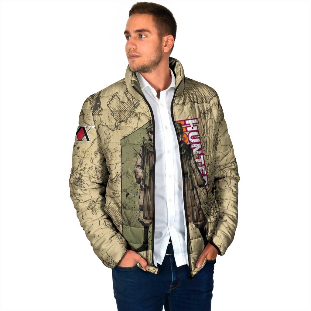 Ging Freecss Theme Desert Explorer Design Padded Jacket with Ancient Map Background and Adventure Card Artwork - The Mazicc