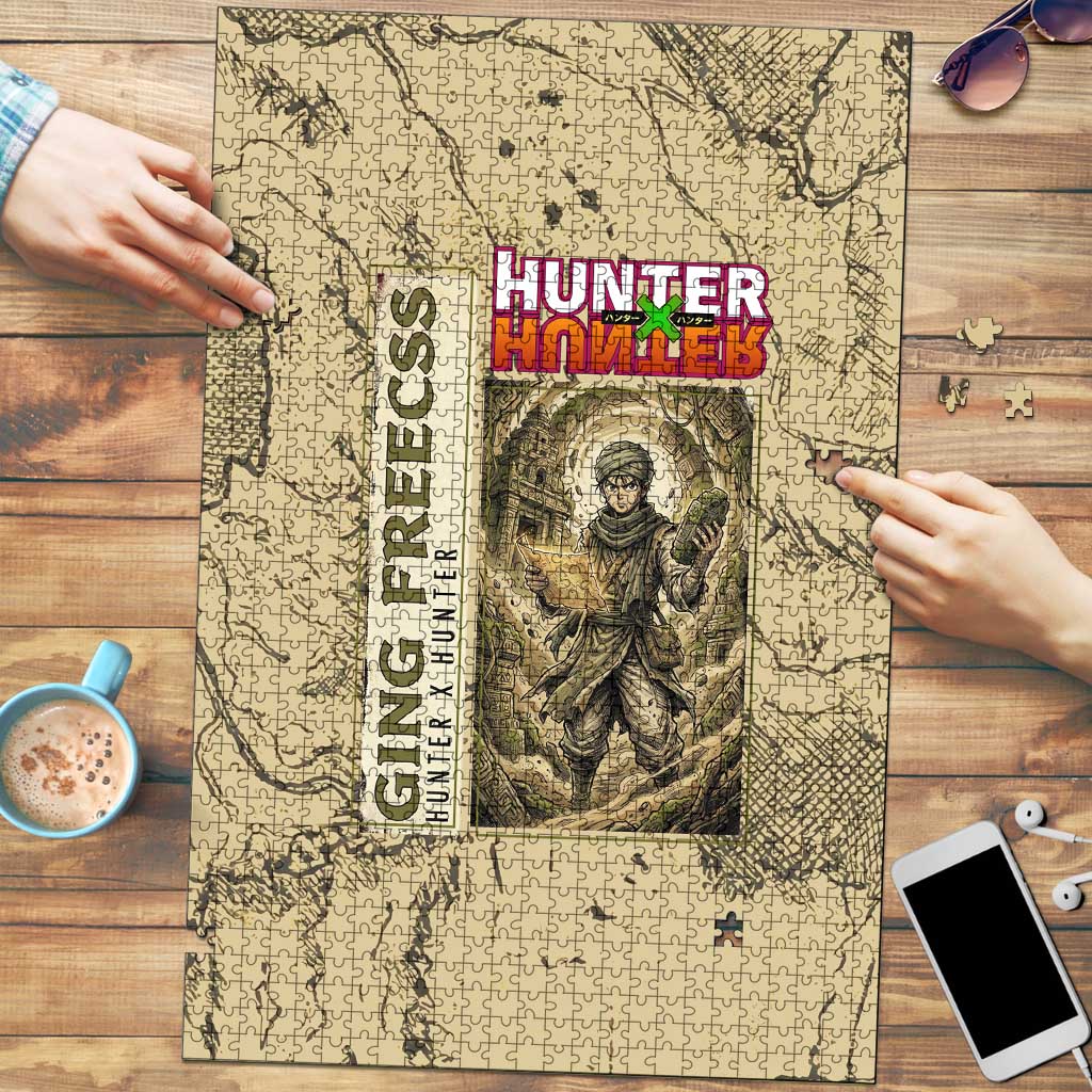 Ging Freecss Theme Desert Explorer Design Puzzle with Ancient Map Background and Adventure Card Artwork - The Mazicc