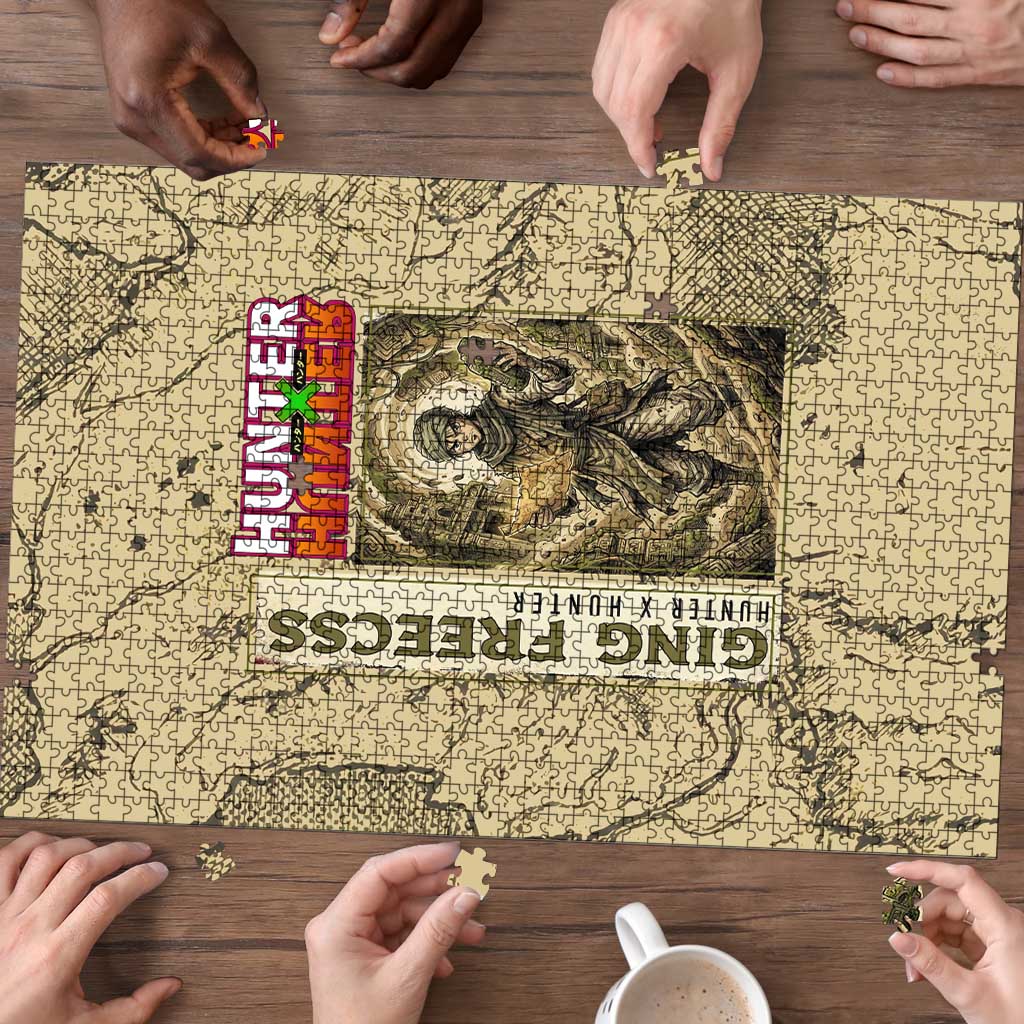 Ging Freecss Theme Desert Explorer Design Puzzle with Ancient Map Background and Adventure Card Artwork - The Mazicc