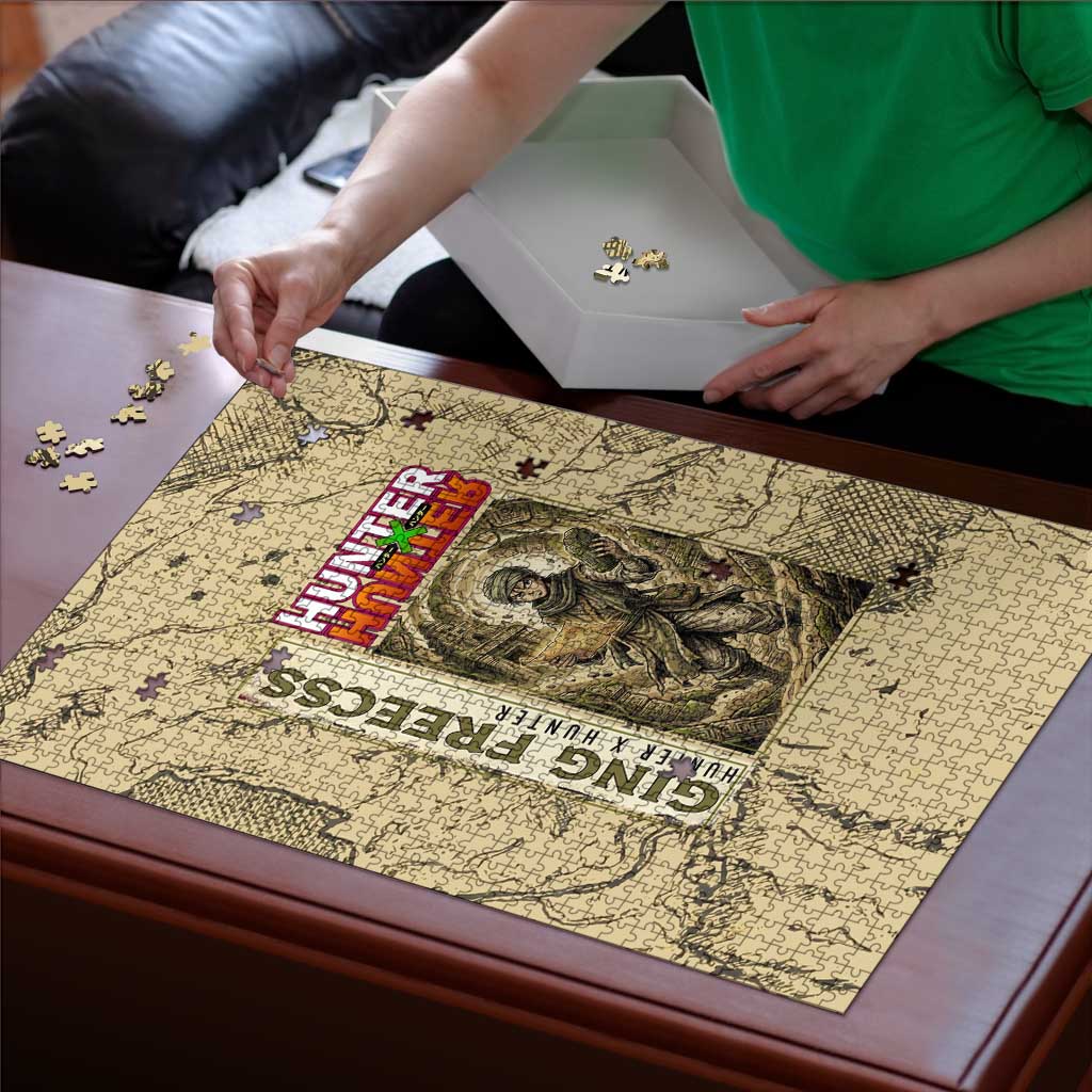 Ging Freecss Theme Desert Explorer Design Puzzle with Ancient Map Background and Adventure Card Artwork - The Mazicc