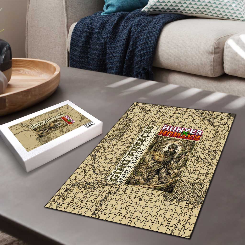 Ging Freecss Theme Desert Explorer Design Puzzle with Ancient Map Background and Adventure Card Artwork - The Mazicc