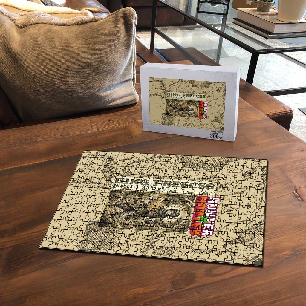 Ging Freecss Theme Desert Explorer Design Puzzle with Ancient Map Background and Adventure Card Artwork - The Mazicc