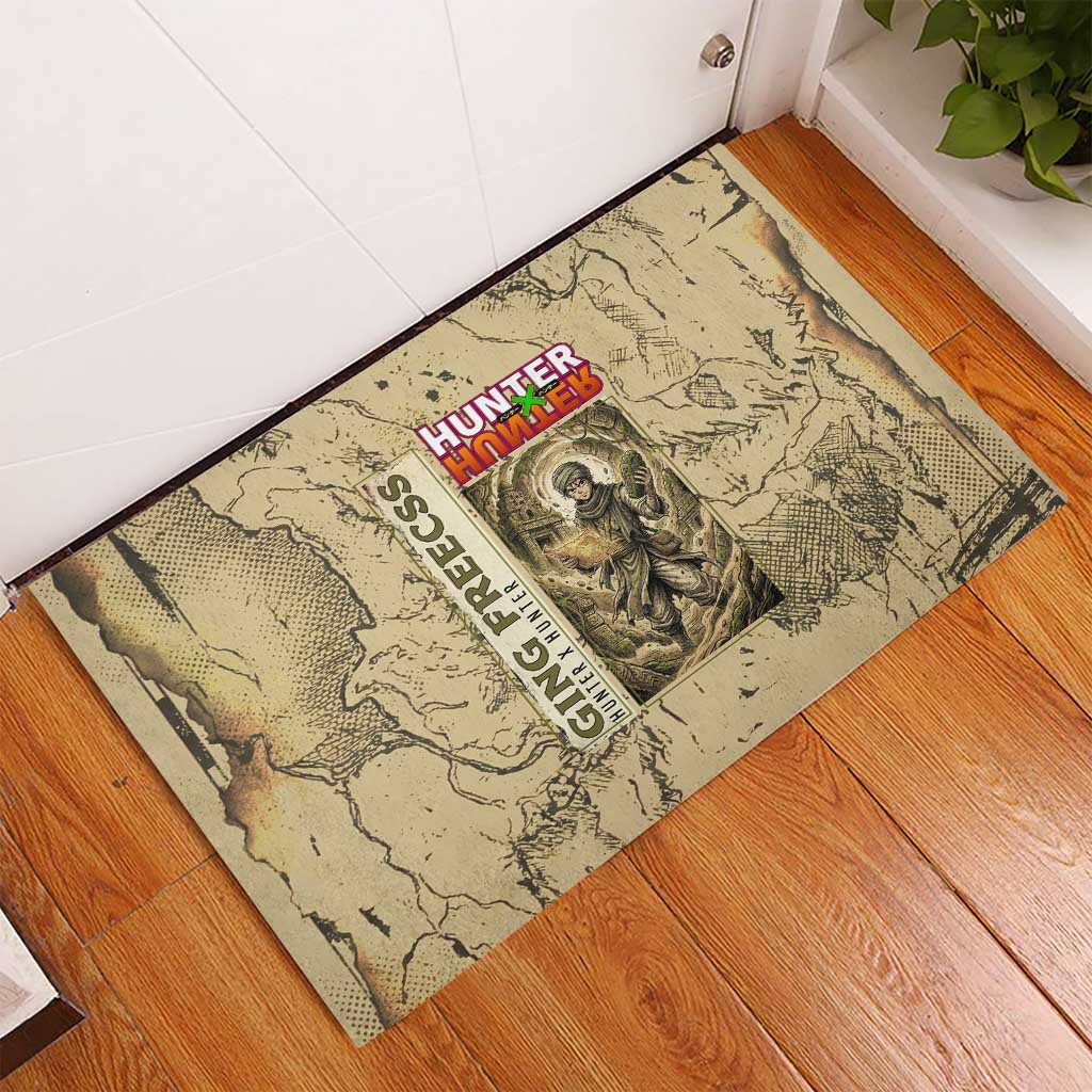 Ging Freecss Theme Desert Explorer Design Rubber Doormat with Ancient Map Background and Adventure Card Artwork - The Mazicc