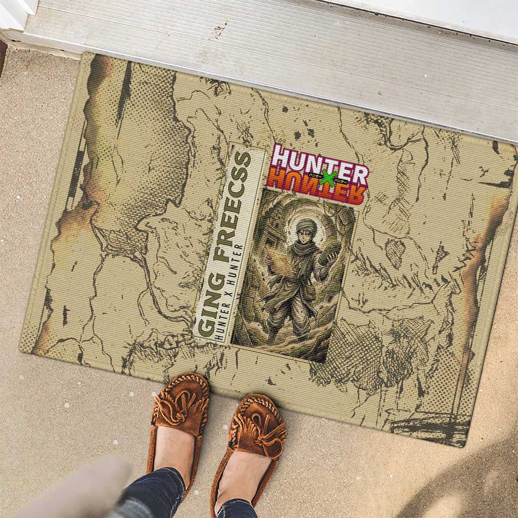 Ging Freecss Theme Desert Explorer Design Rubber Doormat with Ancient Map Background and Adventure Card Artwork - The Mazicc