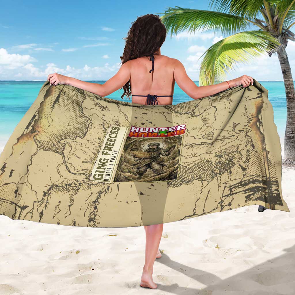 Ging Freecss Theme Desert Explorer Design Sarong with Ancient Map Background and Adventure Card Artwork - The Mazicc