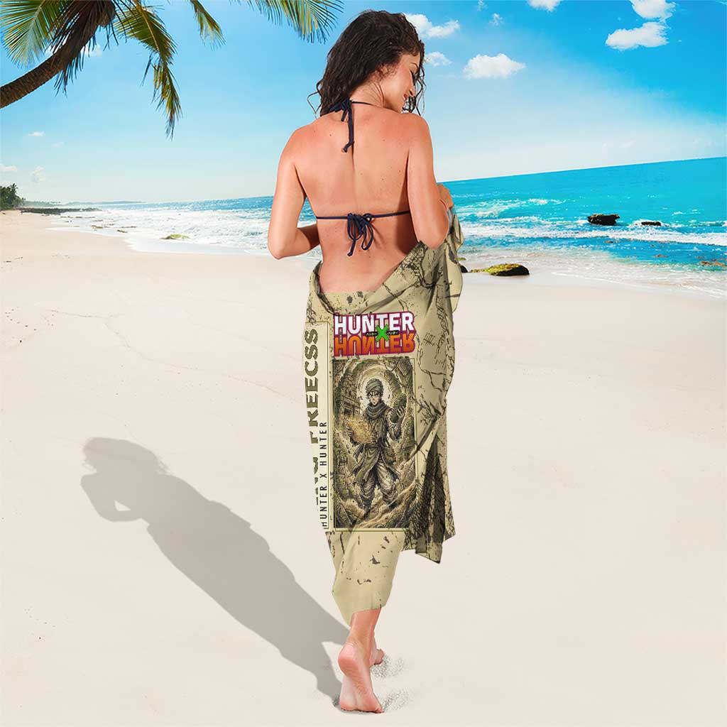 Ging Freecss Theme Desert Explorer Design Sarong with Ancient Map Background and Adventure Card Artwork - The Mazicc