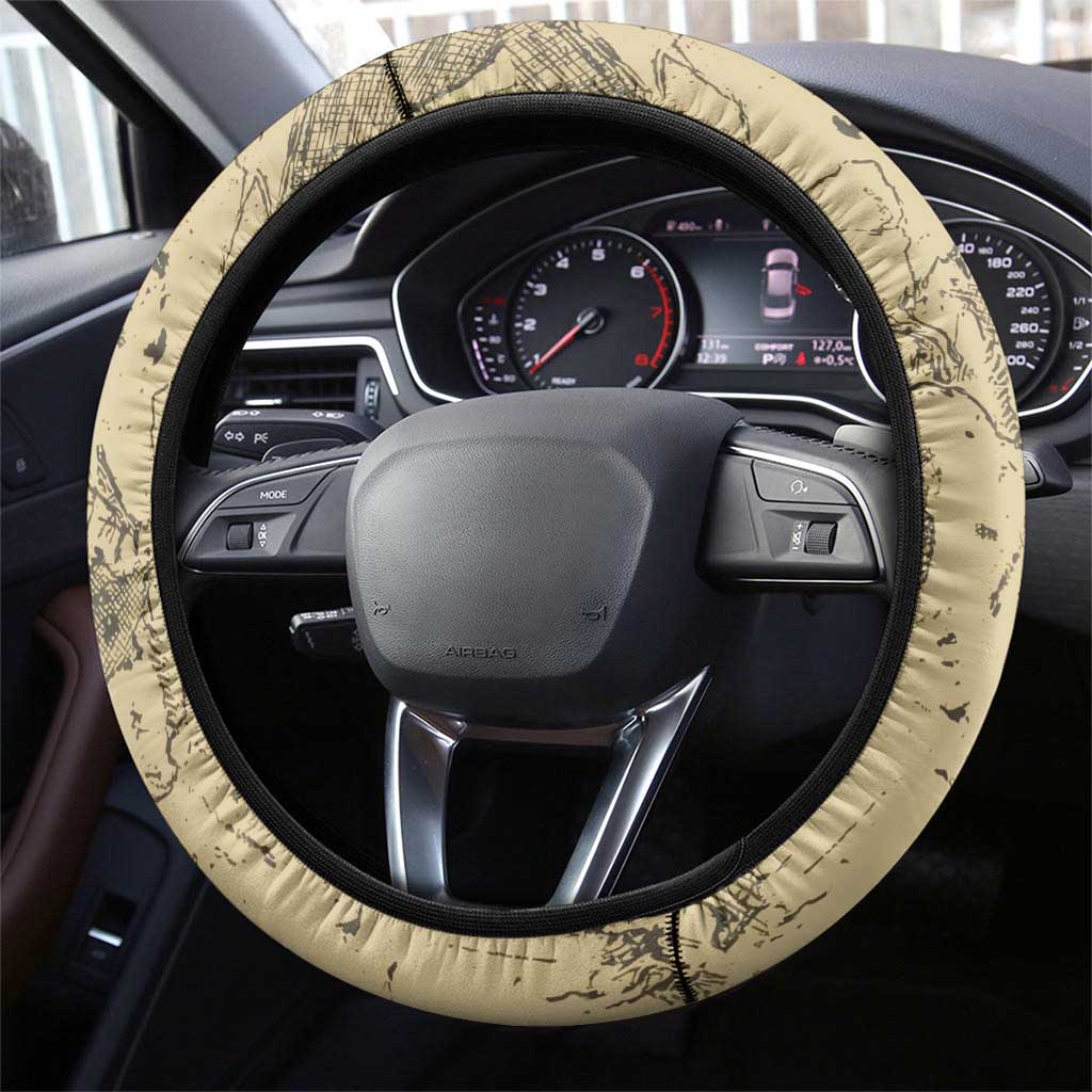 Ging Freecss Theme Desert Explorer Design Steering Wheel Cover with Ancient Map Background and Adventure Card Artwork - The Mazicc