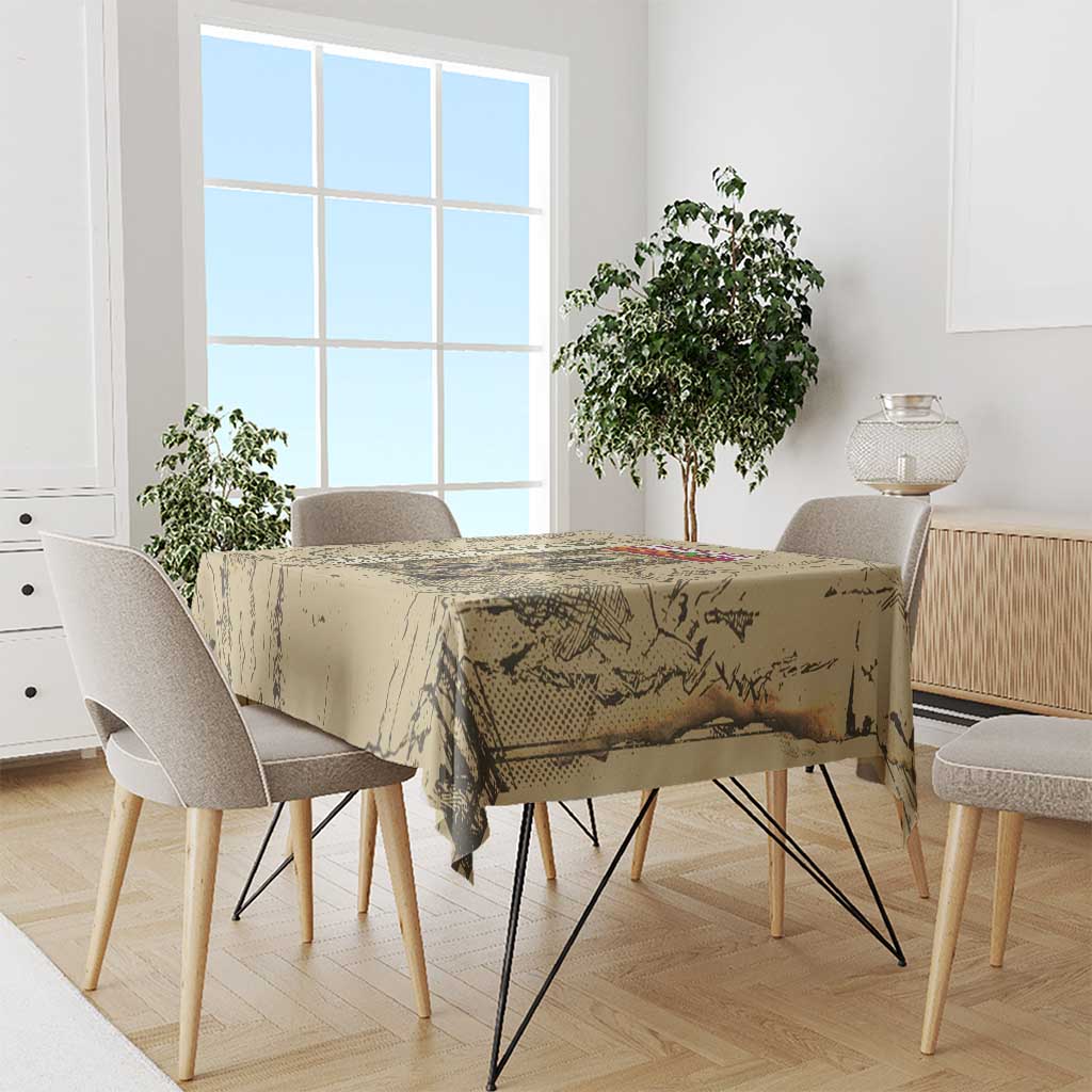 Ging Freecss Theme Desert Explorer Design Tablecloth with Ancient Map Background and Adventure Card Artwork - The Mazicc