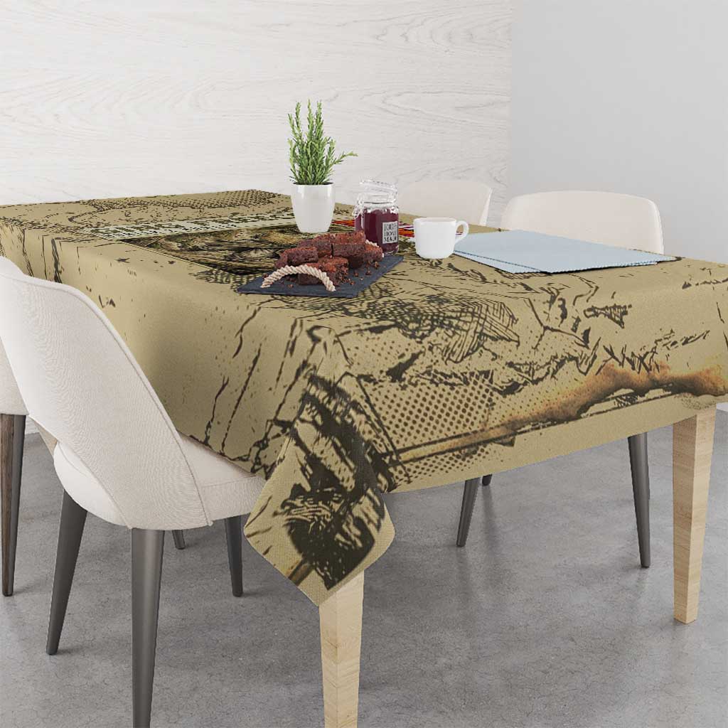 Ging Freecss Theme Desert Explorer Design Tablecloth with Ancient Map Background and Adventure Card Artwork - The Mazicc