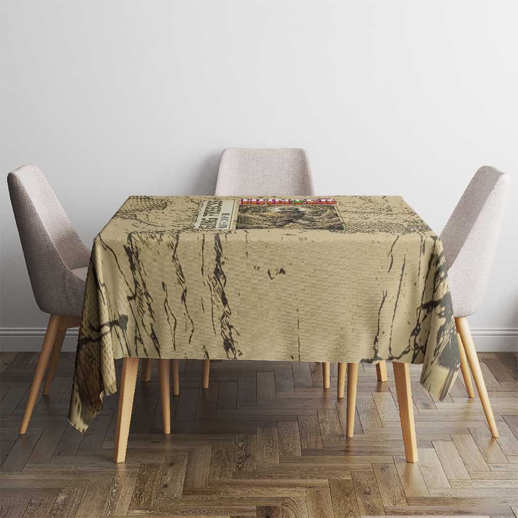 Ging Freecss Theme Desert Explorer Design Tablecloth with Ancient Map Background and Adventure Card Artwork - The Mazicc