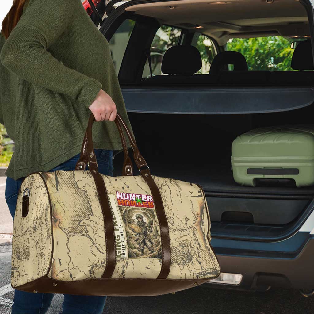Ging Freecss Theme Desert Explorer Design Travel Bag with Ancient Map Background and Adventure Card Artwork - The Mazicc