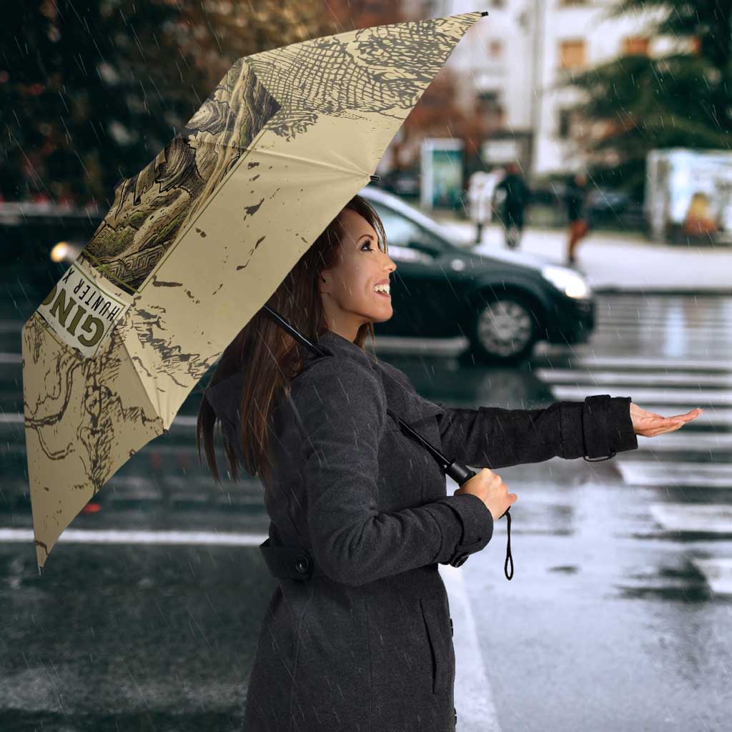 Ging Freecss Theme Desert Explorer Design Umbrella with Ancient Map Background and Adventure Card Artwork - The Mazicc