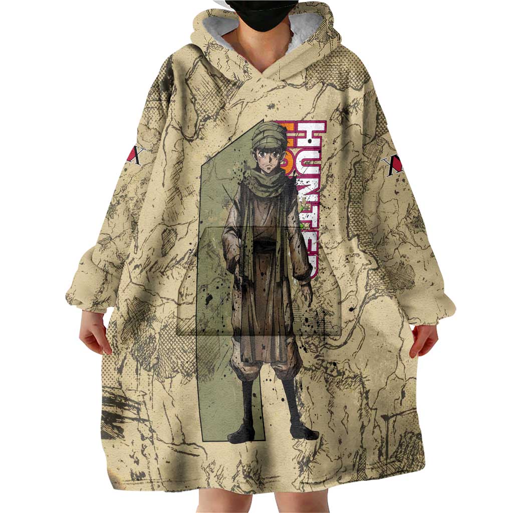 Ging Freecss Theme Desert Explorer Design Wearable Blanket Hoodie with Ancient Map Background and Adventure Card Artwork - The Mazicc