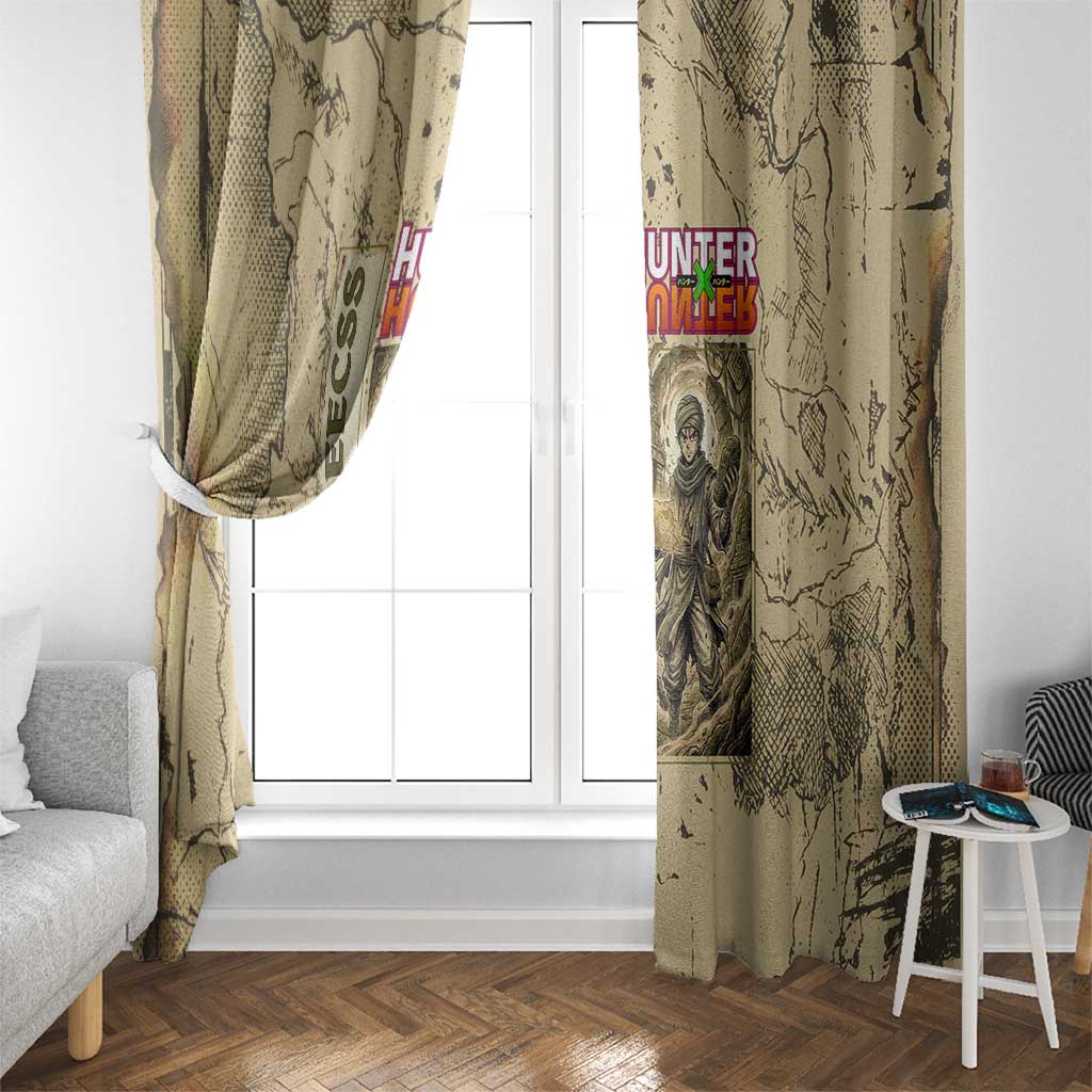 Ging Freecss Theme Desert Explorer Design Window Curtain with Ancient Map Background and Adventure Card Artwork - The Mazicc