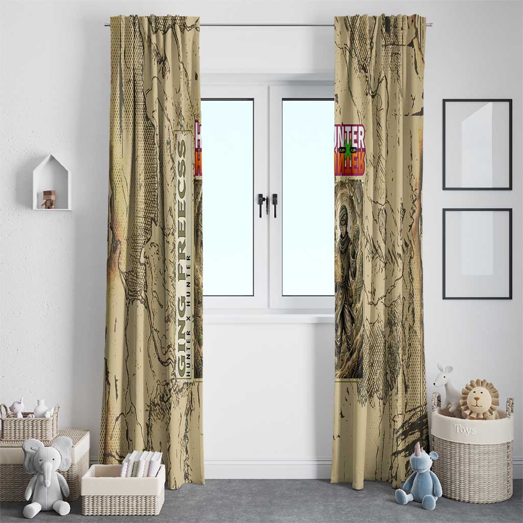 Ging Freecss Theme Desert Explorer Design Window Curtain with Ancient Map Background and Adventure Card Artwork - The Mazicc