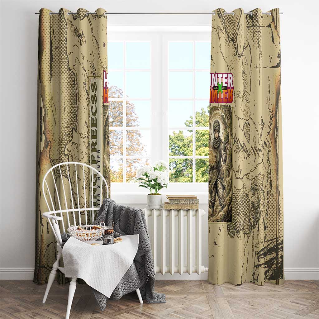Ging Freecss Theme Desert Explorer Design Window Curtain with Ancient Map Background and Adventure Card Artwork - The Mazicc