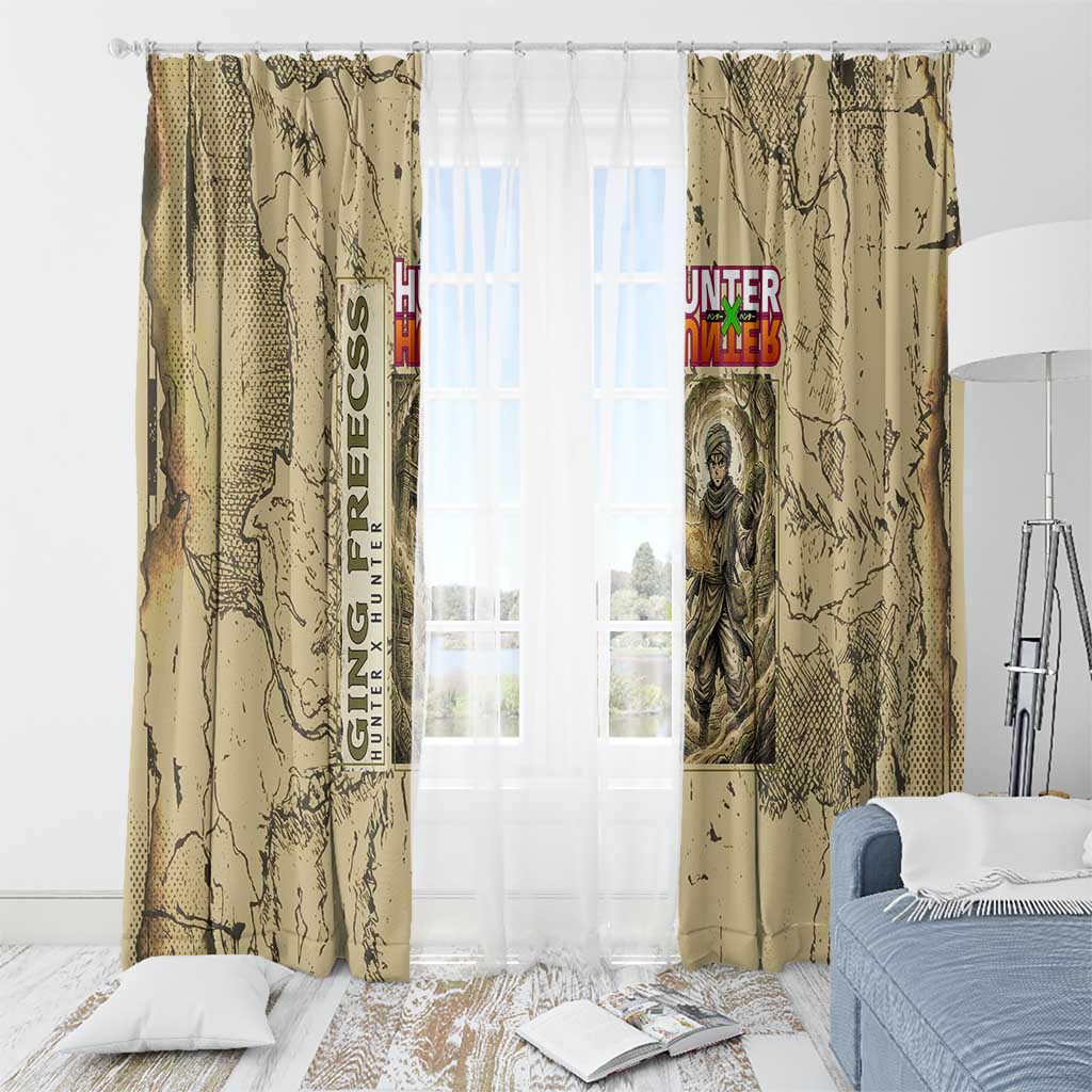 Ging Freecss Theme Desert Explorer Design Window Curtain with Ancient Map Background and Adventure Card Artwork - The Mazicc
