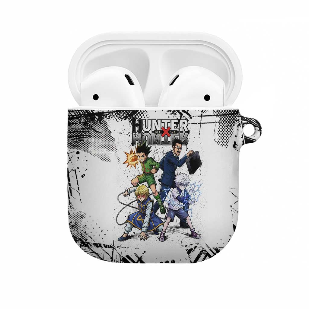 Main Characters Monochrome Graffiti Style AirPods Case with Gon Killua Kurapika and Leorio Team Design - The Mazicc
