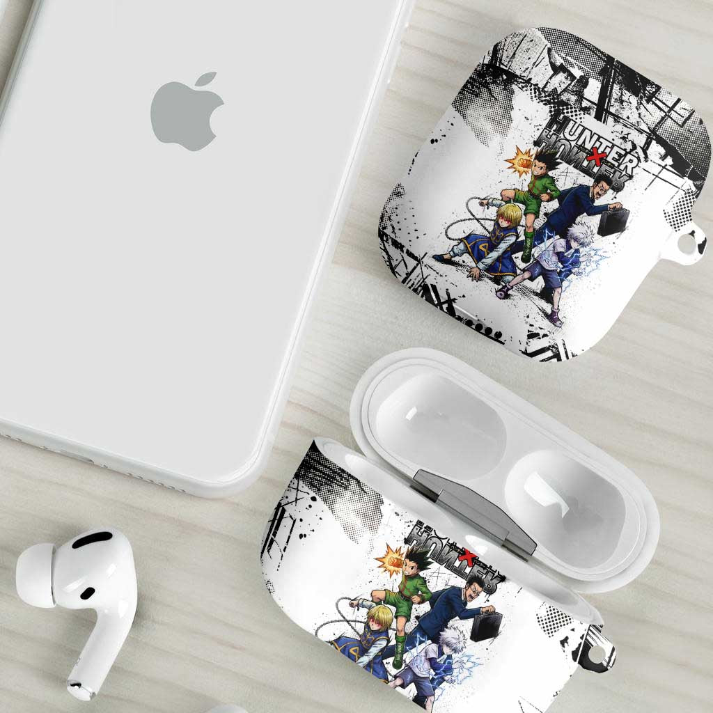 Main Characters Monochrome Graffiti Style AirPods Case with Gon Killua Kurapika and Leorio Team Design - The Mazicc