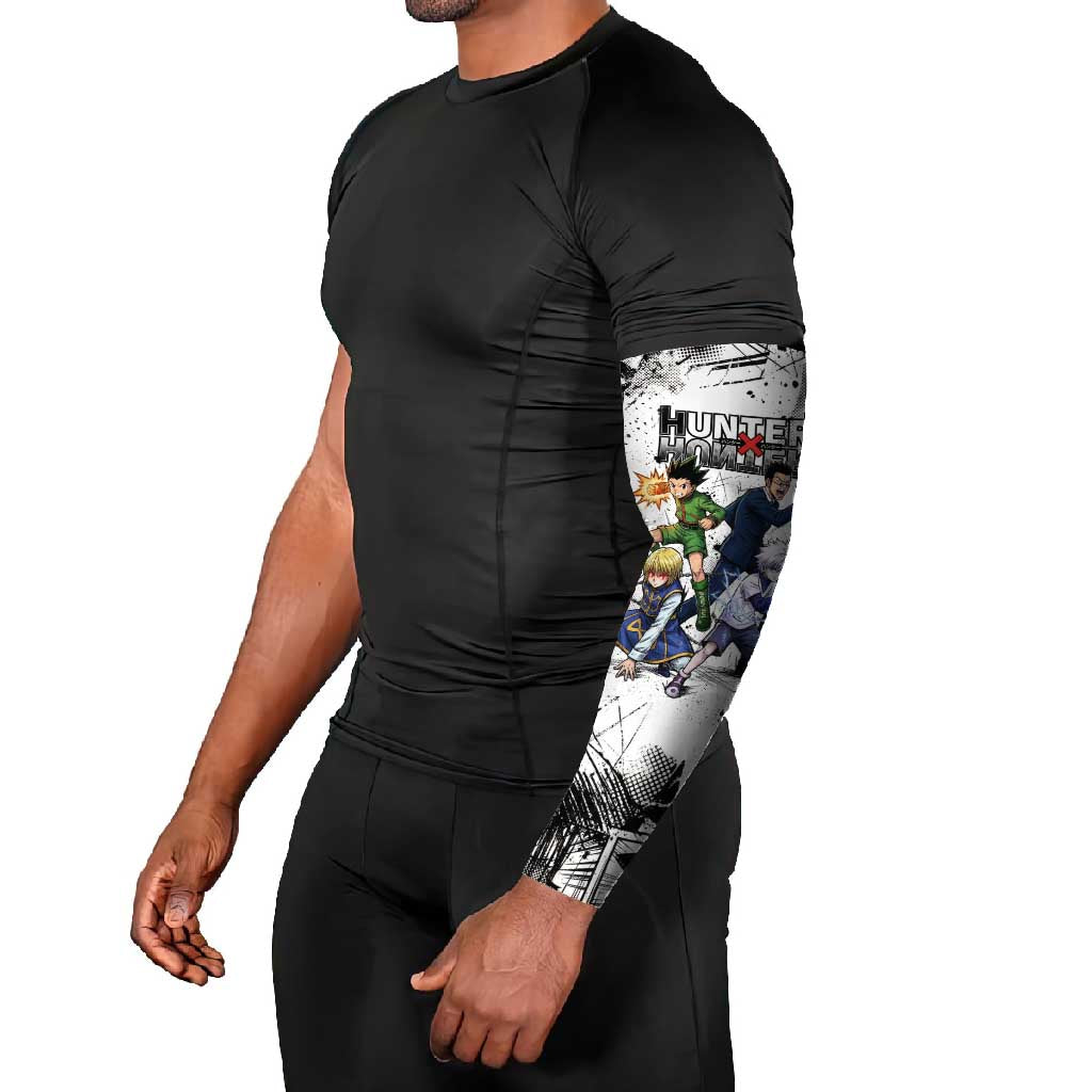 Main Characters Monochrome Graffiti Style Arm Sleeves with Gon Killua Kurapika and Leorio Team Design - The Mazicc