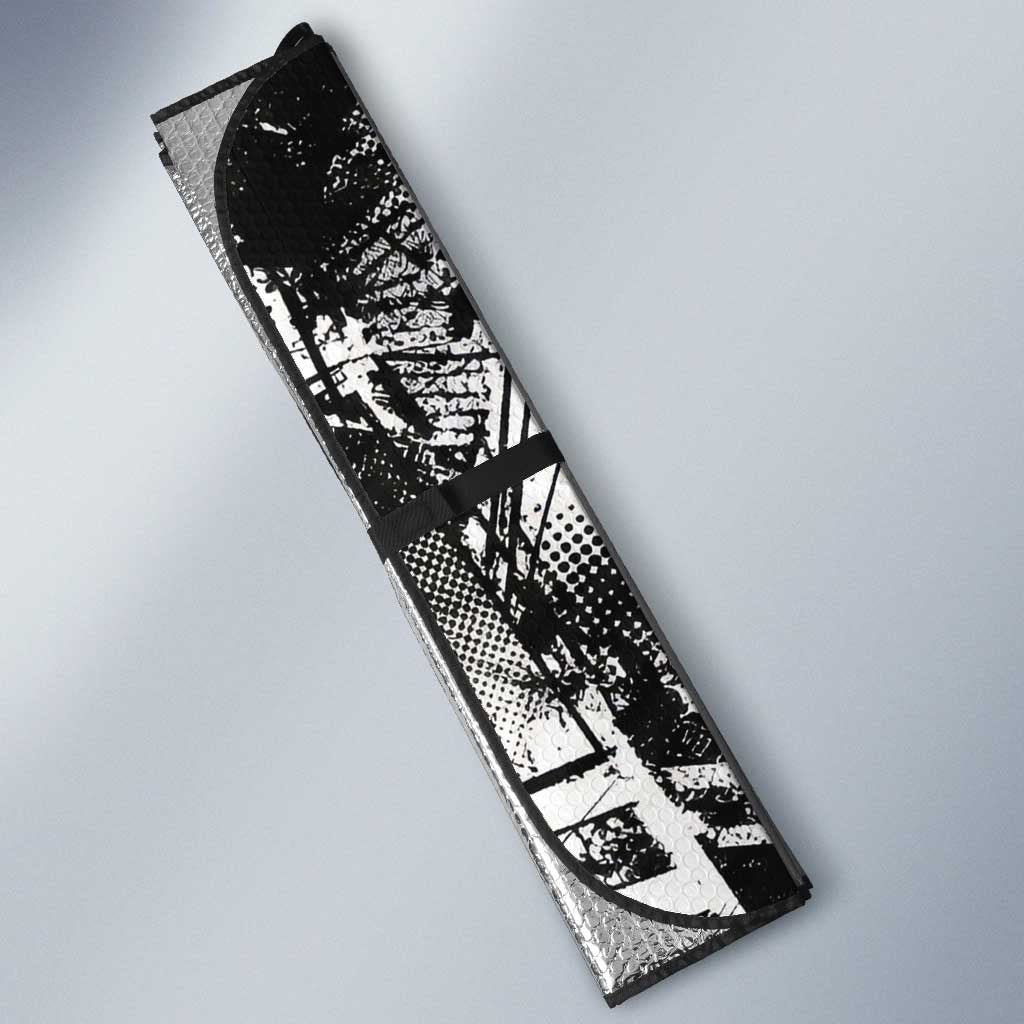 Main Characters Monochrome Graffiti Style Auto Sun Shade with Gon Killua Kurapika and Leorio Team Design - The Mazicc