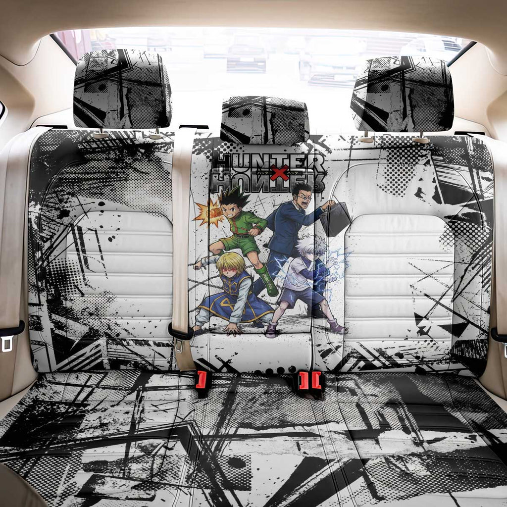 Main Characters Monochrome Graffiti Style Back Car Seat Cover with Gon Killua Kurapika and Leorio Team Design - The Mazicc