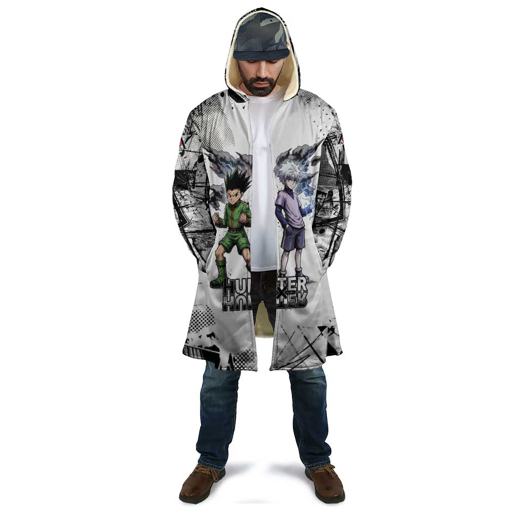 Main Characters Monochrome Graffiti Style Cloak with Gon Killua Kurapika and Leorio Team Design - The Mazicc
