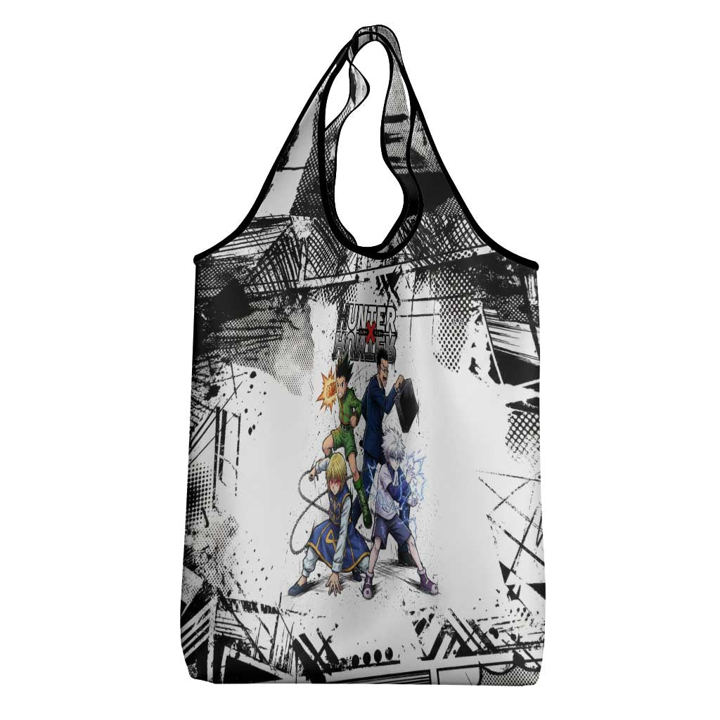 Main Characters Monochrome Graffiti Style Grocery Bag with Gon Killua Kurapika and Leorio Team Design - The Mazicc