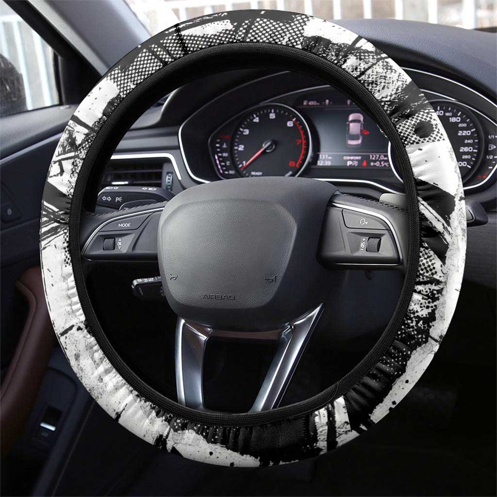 Main Characters Monochrome Graffiti Style Steering Wheel Cover with Gon Killua Kurapika and Leorio Team Design - The Mazicc