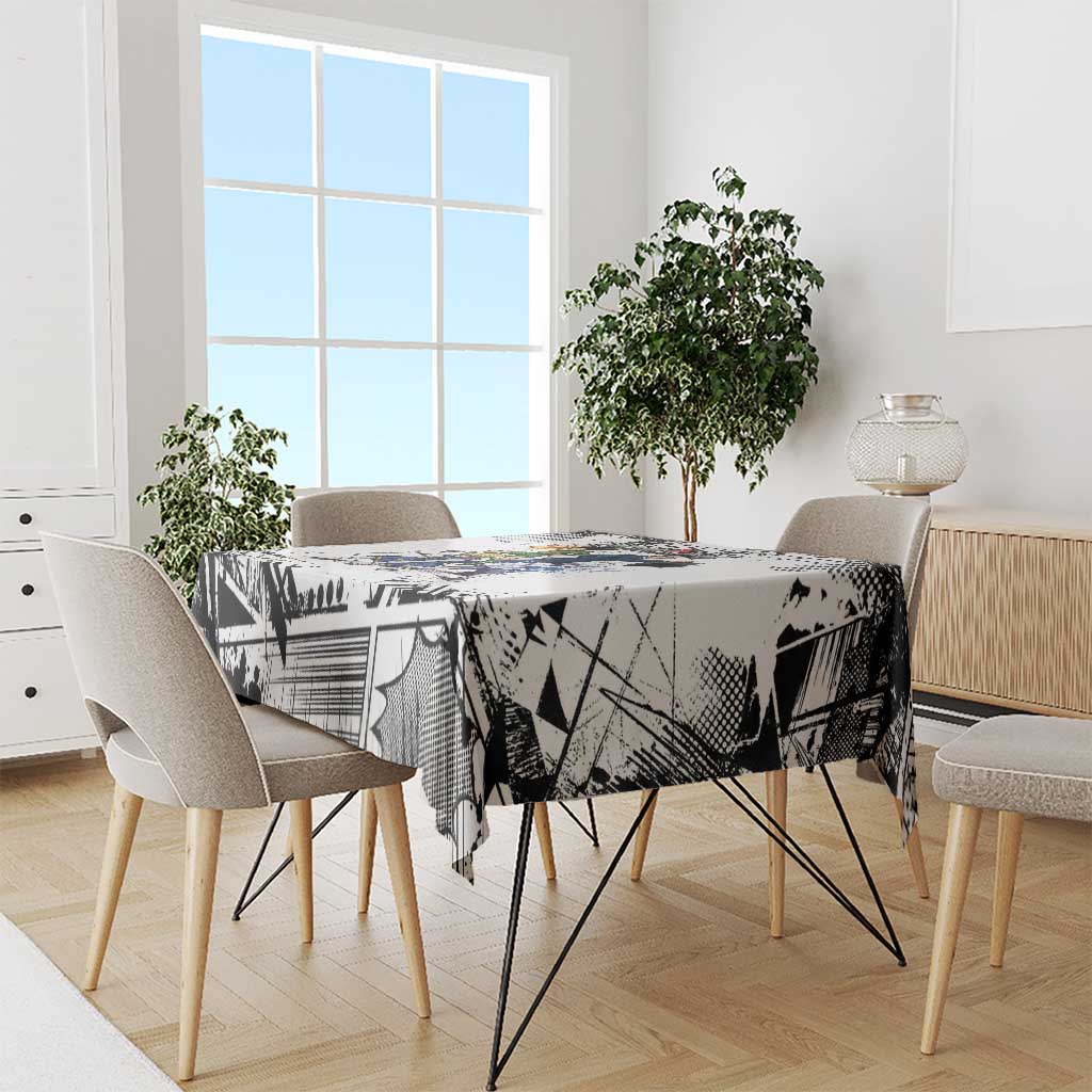 Main Characters Monochrome Graffiti Style Tablecloth with Gon Killua Kurapika and Leorio Team Design - The Mazicc