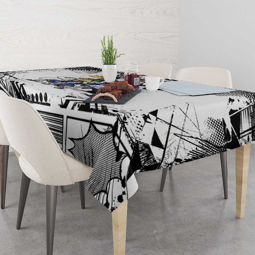 Main Characters Monochrome Graffiti Style Tablecloth with Gon Killua Kurapika and Leorio Team Design - The Mazicc