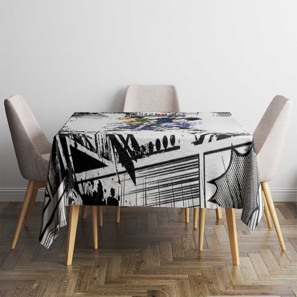 Main Characters Monochrome Graffiti Style Tablecloth with Gon Killua Kurapika and Leorio Team Design - The Mazicc