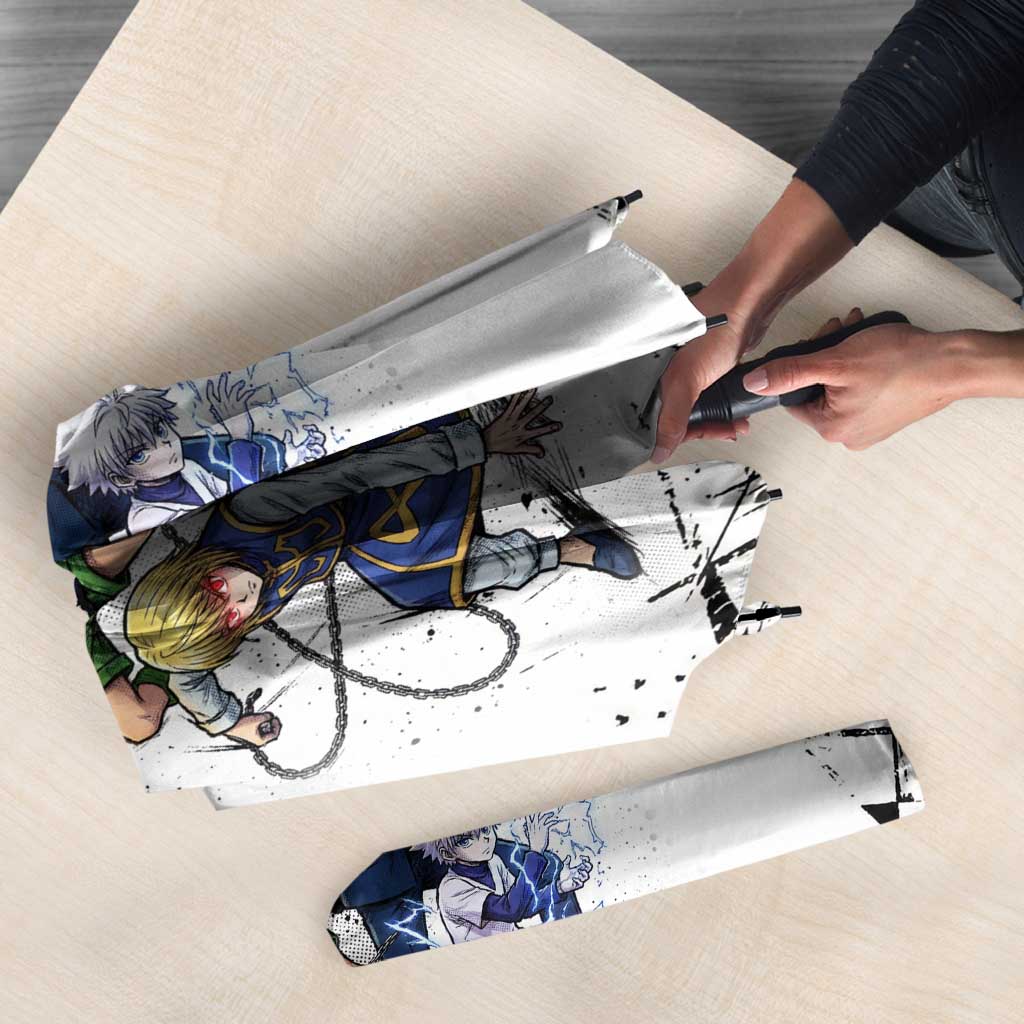 Main Characters Monochrome Graffiti Style Umbrella with Gon Killua Kurapika and Leorio Team Design - The Mazicc