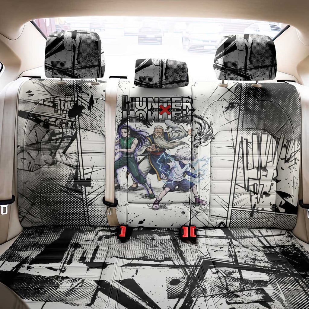 Killua Silva Illumi Team Design Back Car Seat Cover with Monochrome Graffiti Background and Hunter Association Symbols - The Mazicc