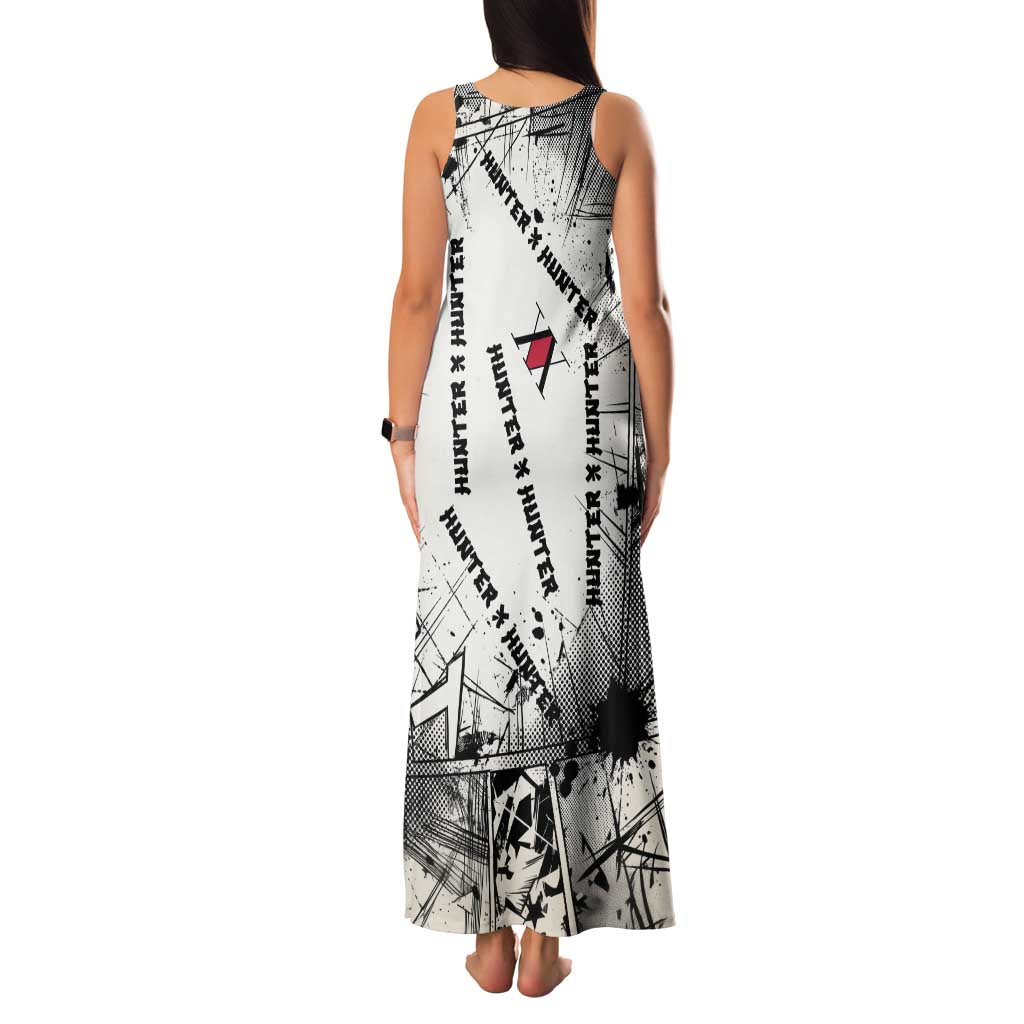 Killua Silva Illumi Team Design Family Matching Tank Maxi Dress and Hawaiian Shirt with Monochrome Graffiti Background and Hunter Association Symbols