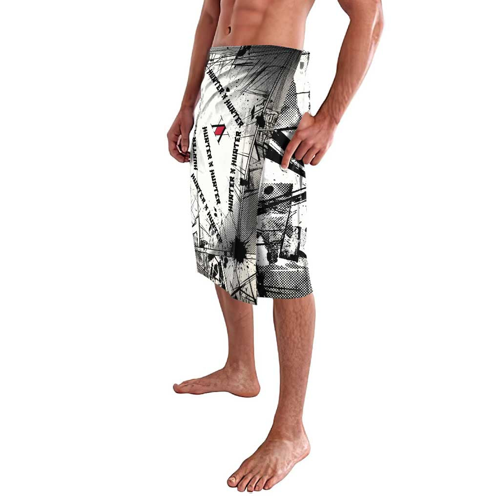 Killua Silva Illumi Team Design Lavalava with Monochrome Graffiti Background and Hunter Association Symbols - The Mazicc