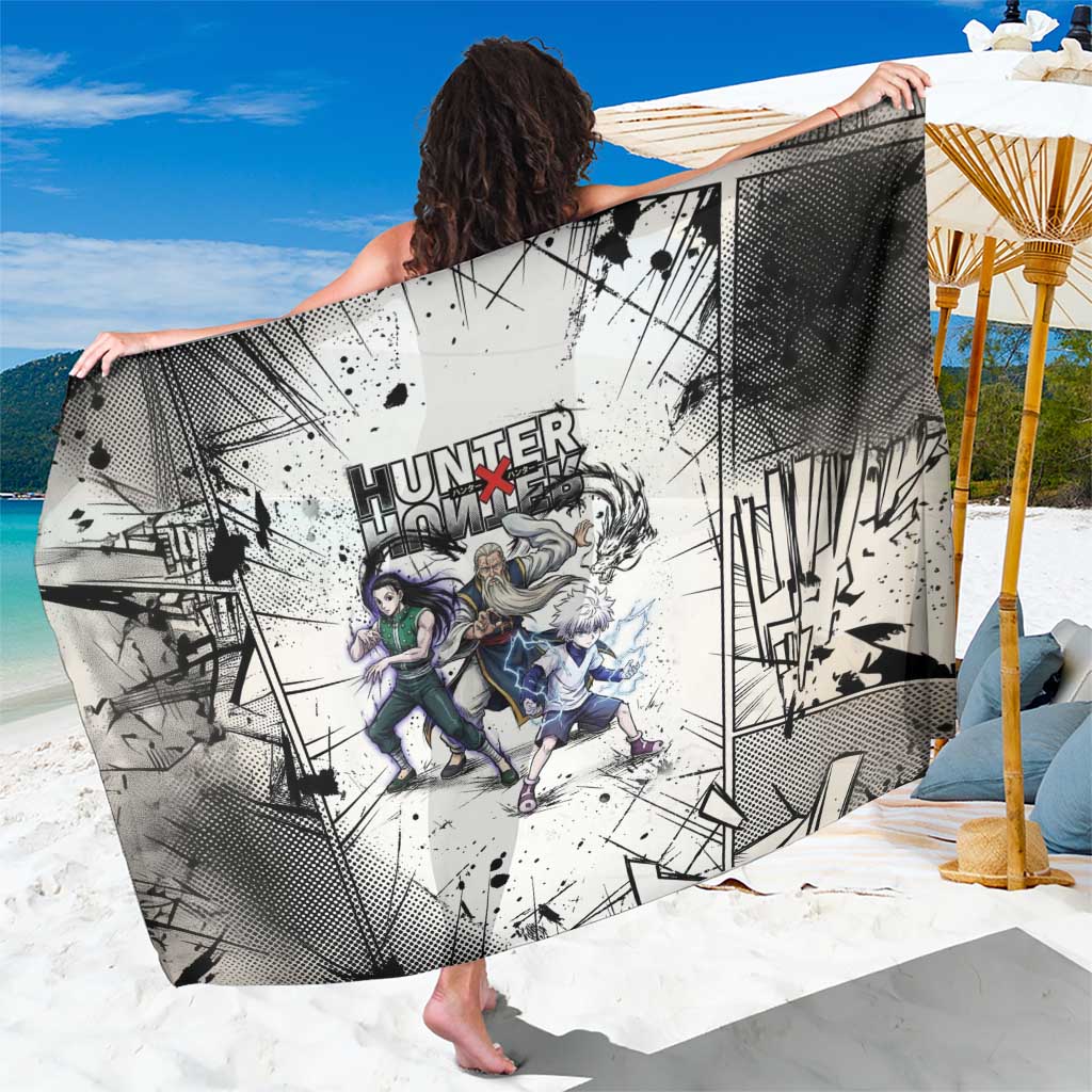 Killua Silva Illumi Team Design Sarong with Monochrome Graffiti Background and Hunter Association Symbols - The Mazicc
