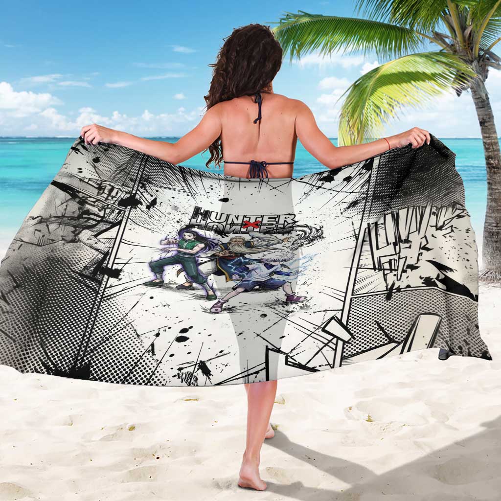 Killua Silva Illumi Team Design Sarong with Monochrome Graffiti Background and Hunter Association Symbols - The Mazicc