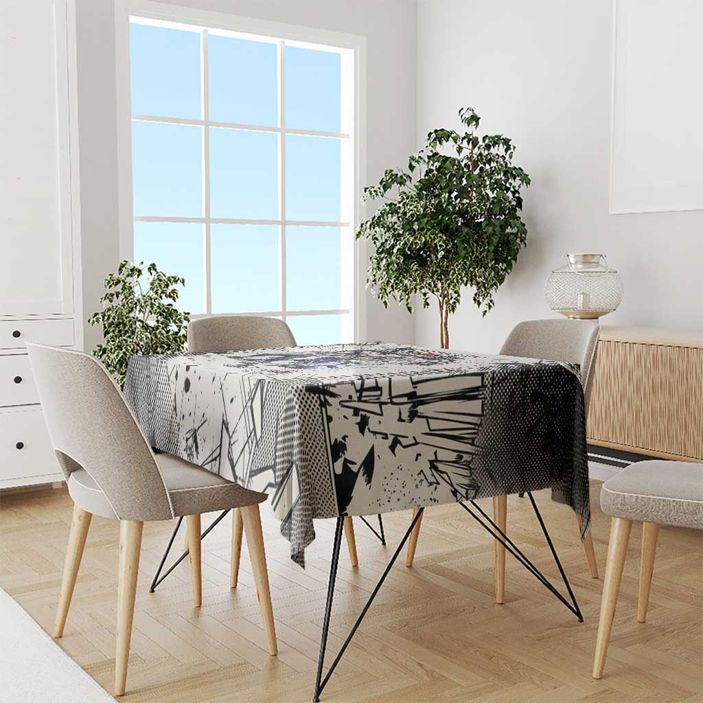 Killua Silva Illumi Team Design Tablecloth with Monochrome Graffiti Background and Hunter Association Symbols - The Mazicc