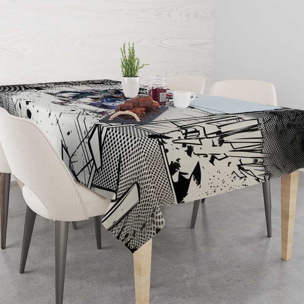 Killua Silva Illumi Team Design Tablecloth with Monochrome Graffiti Background and Hunter Association Symbols - The Mazicc