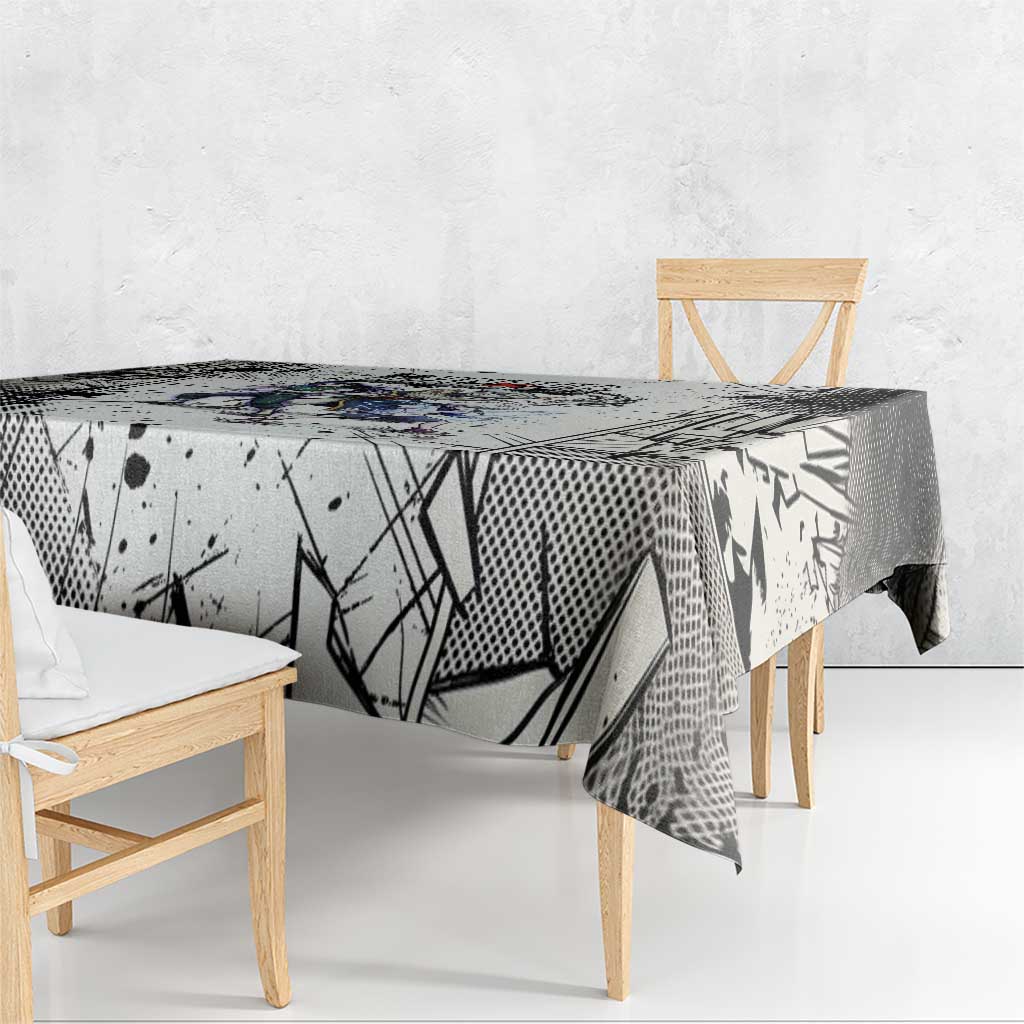 Killua Silva Illumi Team Design Tablecloth with Monochrome Graffiti Background and Hunter Association Symbols - The Mazicc